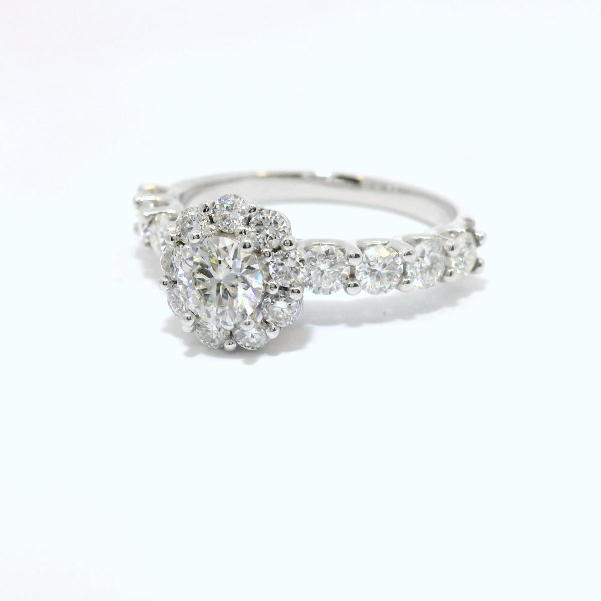 Sterling Silver Promise Ring with Oval Brilliant Moissanite Halo CTW  1.61 image 2