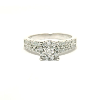 Sterling Silver with Halo Moissanite CTW 0.85 image 0