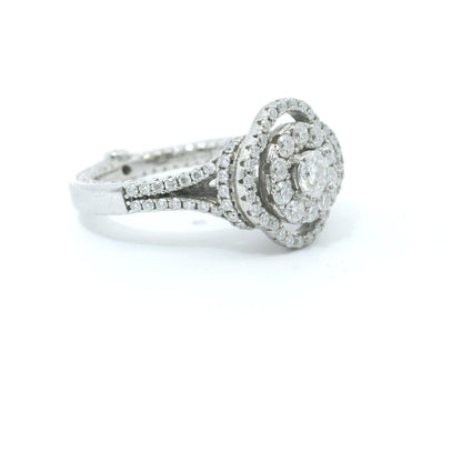 Sterling Silver with Round Brilliant Clover Moissanite Ring 1.82 CTW image 1