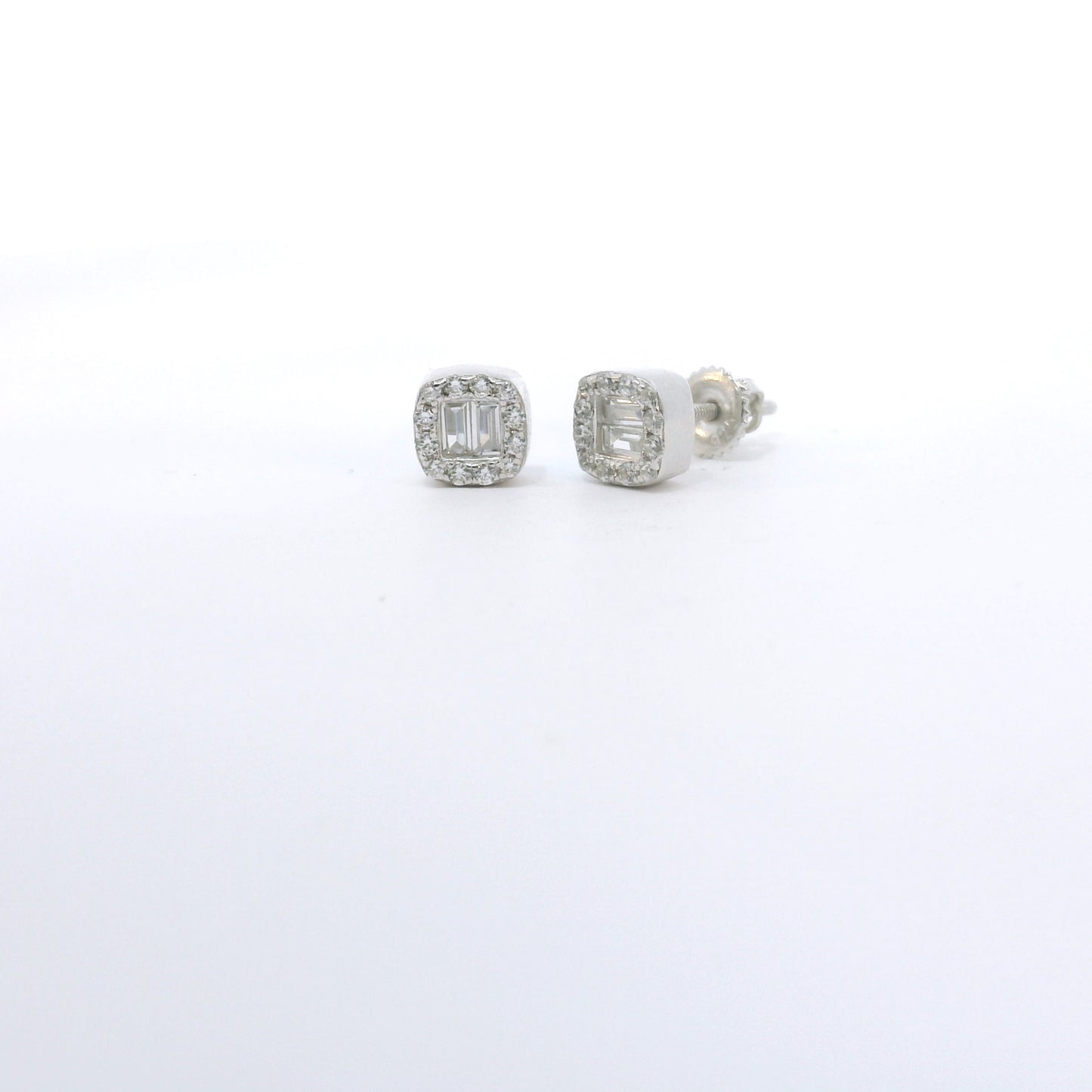 Sterling Silver with Square Baguette Cubic Zirconia Earrings image 1