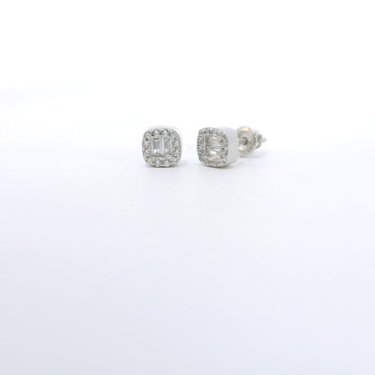 Sterling Silver with Square Baguette Cubic Zirconia Earrings image 1