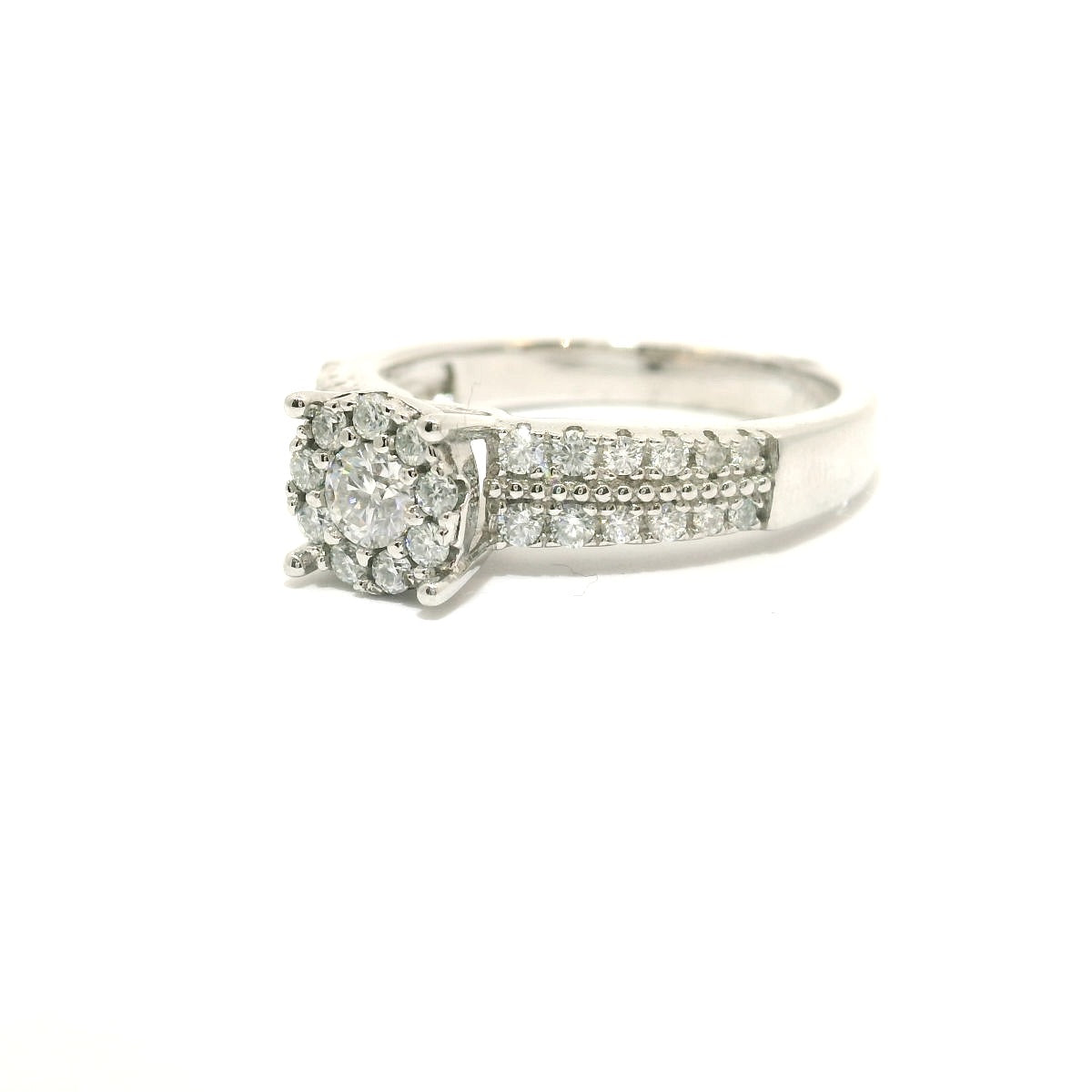 Sterling Silver with Halo Moissanite CTW 0.85 image 1