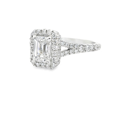 14K White Gold Multi Stone Emerald Cut Lab Diamond Ring