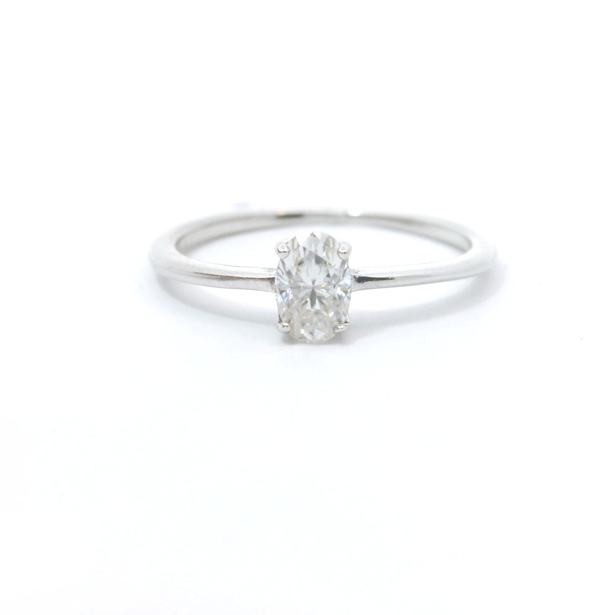 Sterling Silver with Oval Moissanite Promise Ring CTW 0.50 image 2