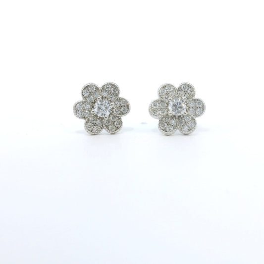 Sterling Silver with Flower Cubic Zirconia Earrings image 0