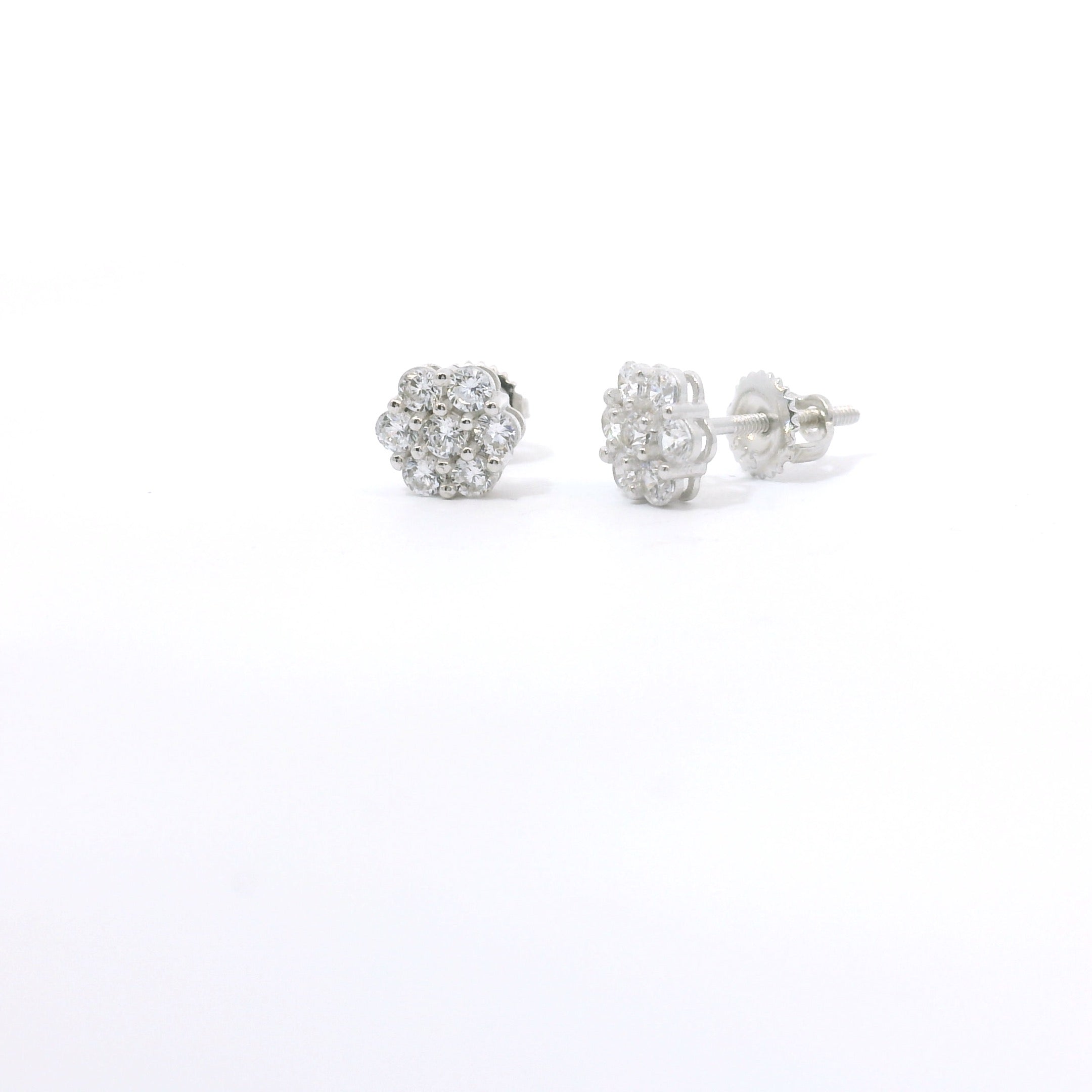 Sterling Silver with Flower Cubic Zirconia Earrings image 0