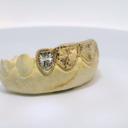 Two Tone 10K Diamond Cut Grillz image 2