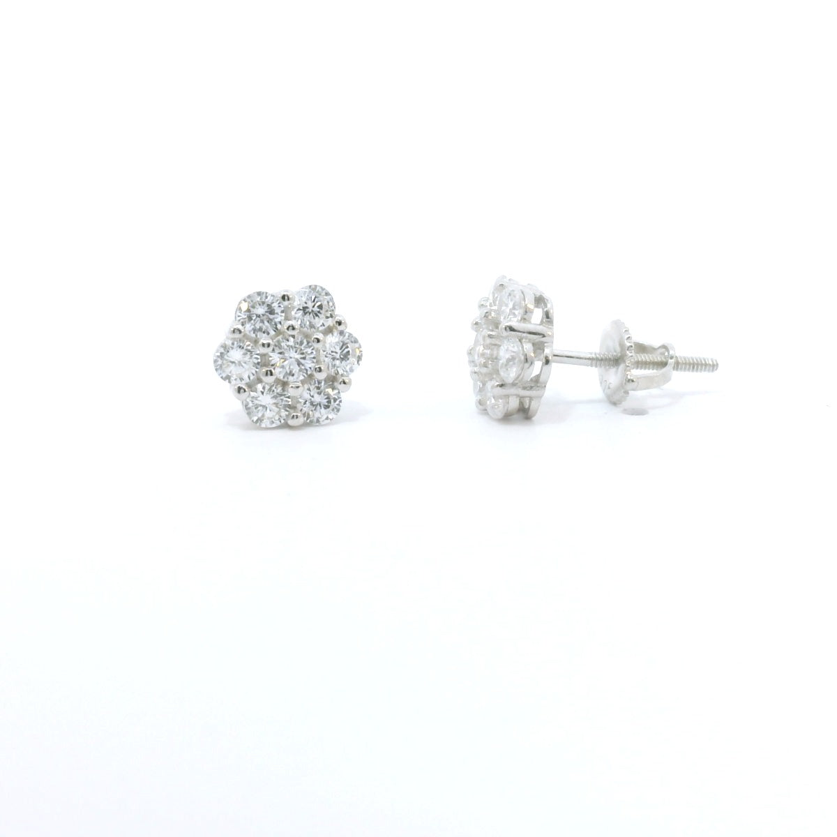 Sterling Silver with Flower Multi Cubic Zircornia Earrings image 1