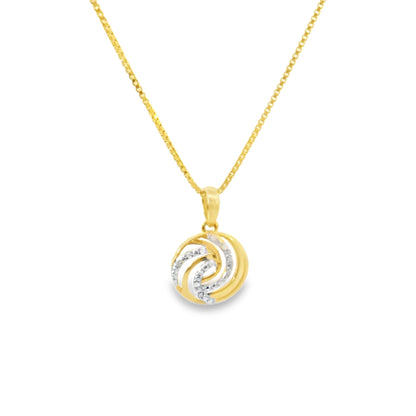Sterling Silver Infinity Swirl Charm 18 Inch Necklace with Round Cut Diamonds