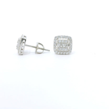 Sterling Siler with Square Cubic Zirconia Screwback image 1