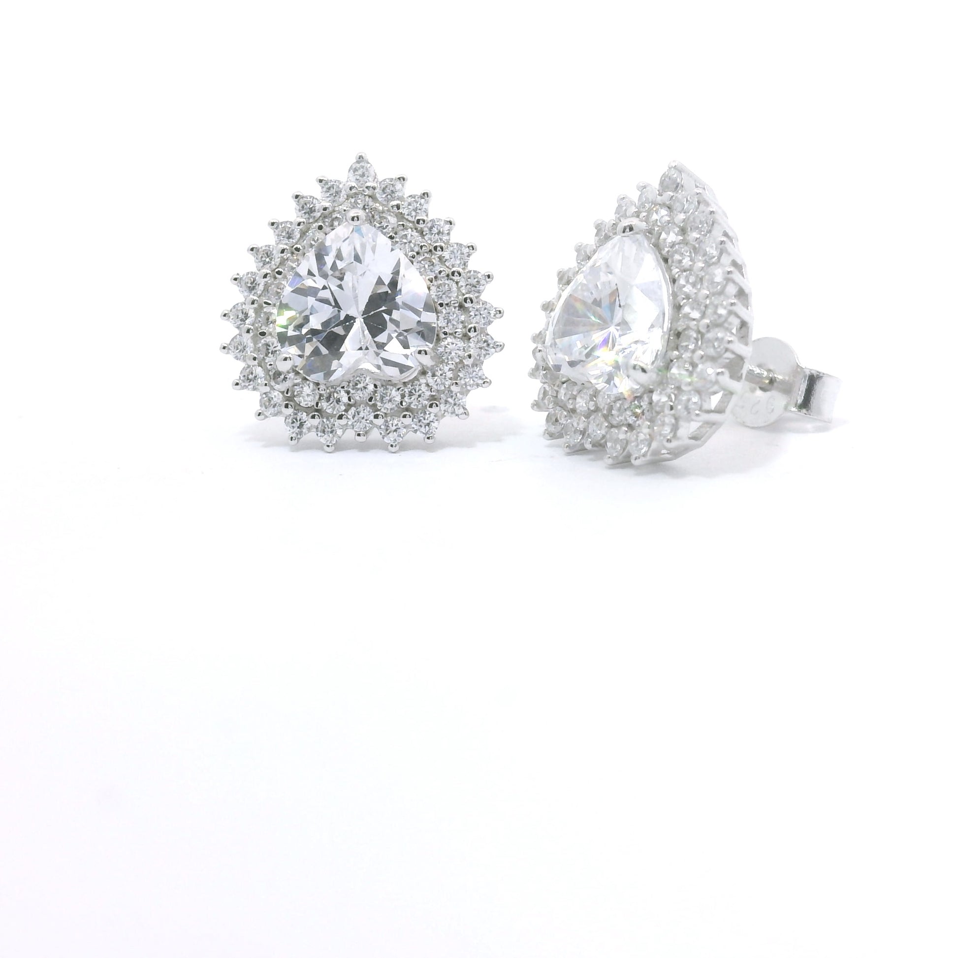 Sterling Silver with Heart Cubic Zirconia Earrings image 1