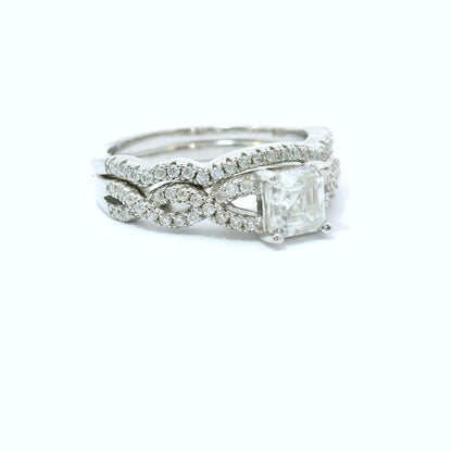 Sterling Silver with Princess Moissanite Promise Ring Set image 2