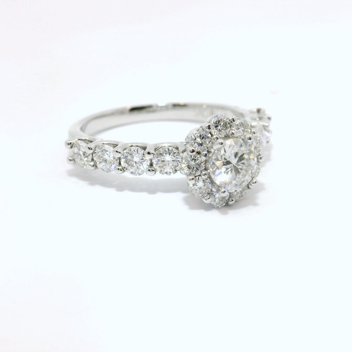 Sterling Silver Promise Ring with Oval Brilliant Moissanite Halo CTW  1.61 image 1