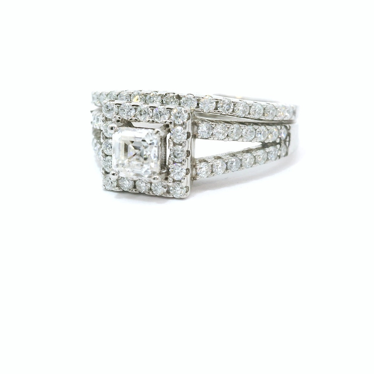 Sterling Silver with Princess Cut Moissanite Wedding Set CTW image 1