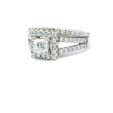 Sterling Silver with Princess Cut Moissanite Wedding Set CTW image 1