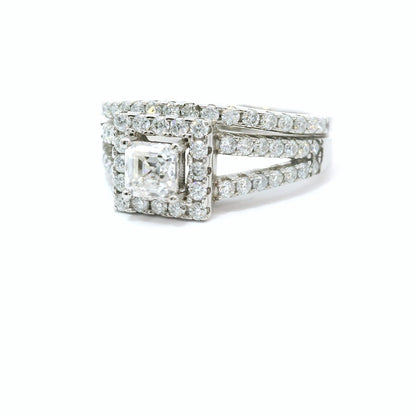 Sterling Silver with Princess Cut Moissanite Wedding Set CTW image 1