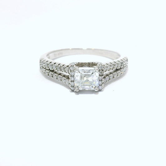 Sterling Silver Promise Ring with Princess Cut Moissanite CTW 1.09 image 0