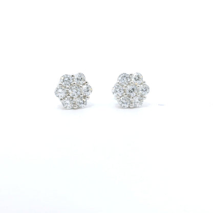 Sterling Silver with Flower Multi Cubic Zircornia Earrings image 0