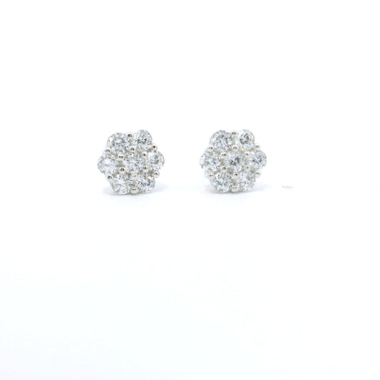 Sterling Silver with Flower Multi Cubic Zircornia Earrings image 0