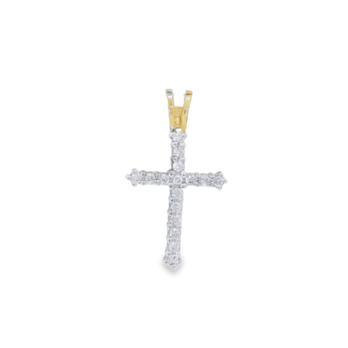10K Gold Diamond 0.16 CT Cross Pendent