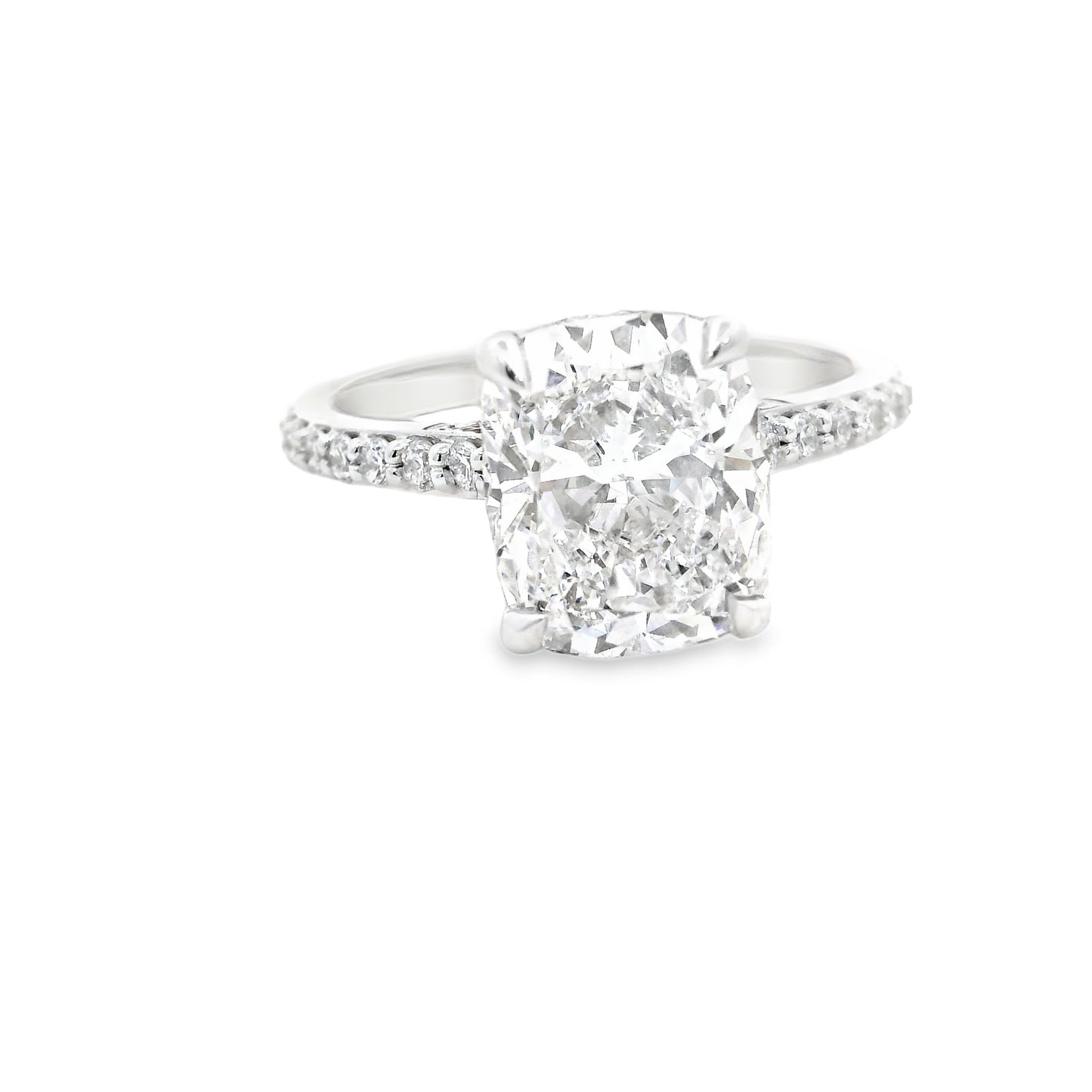 14K White Gold Lab Diamond Round Cushion Cut Multi Stone Ring