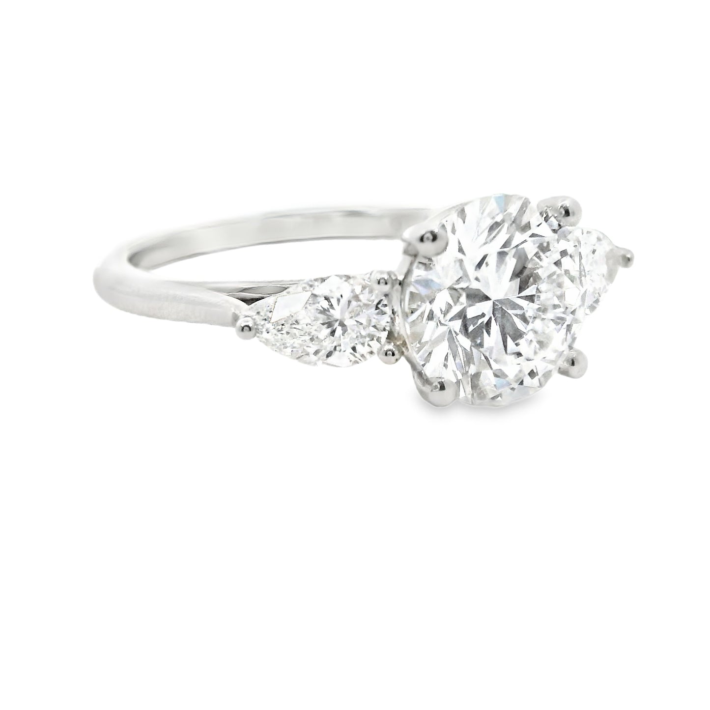 14K White Gold Trinity Round Cut Lab Diamond Ring 2.56 CTTW