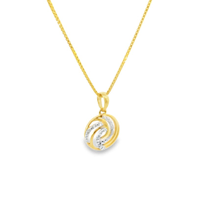 Sterling Silver Infinity Swirl Charm 18 Inch Necklace with Round Cut Diamonds
