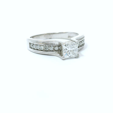 Sterling Silver with Princess Cut Moissanite Promise Ring 0.92 CTW image 1