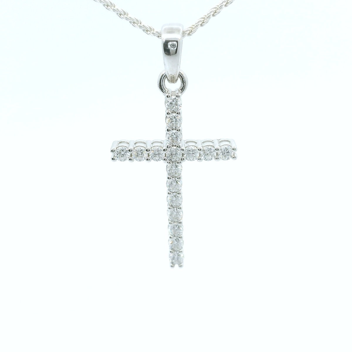 Sterling Silver Moissanite Cross Set image 1