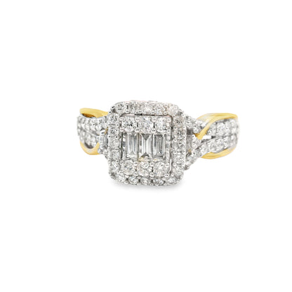 14K Yellow Gold Multistone  Fancy Square Cut Diamond Ring 0.78 CTTW