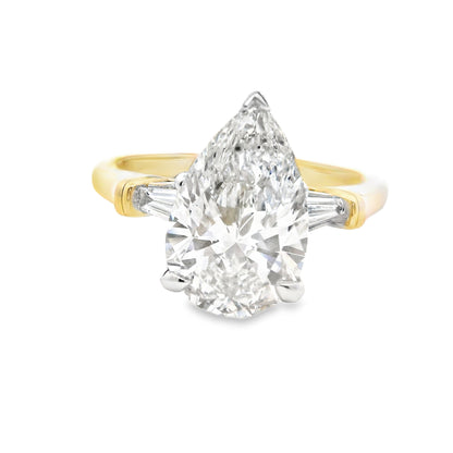14K Yellow Gold Fancy Pear-Cut Lab Diamond Multistone Ring 3.20 CTTW