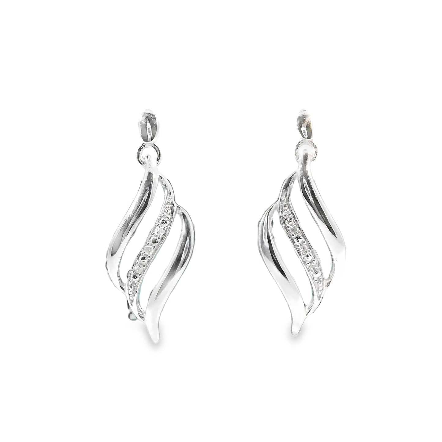 Sterling Silver Diamond Dangle Earrings