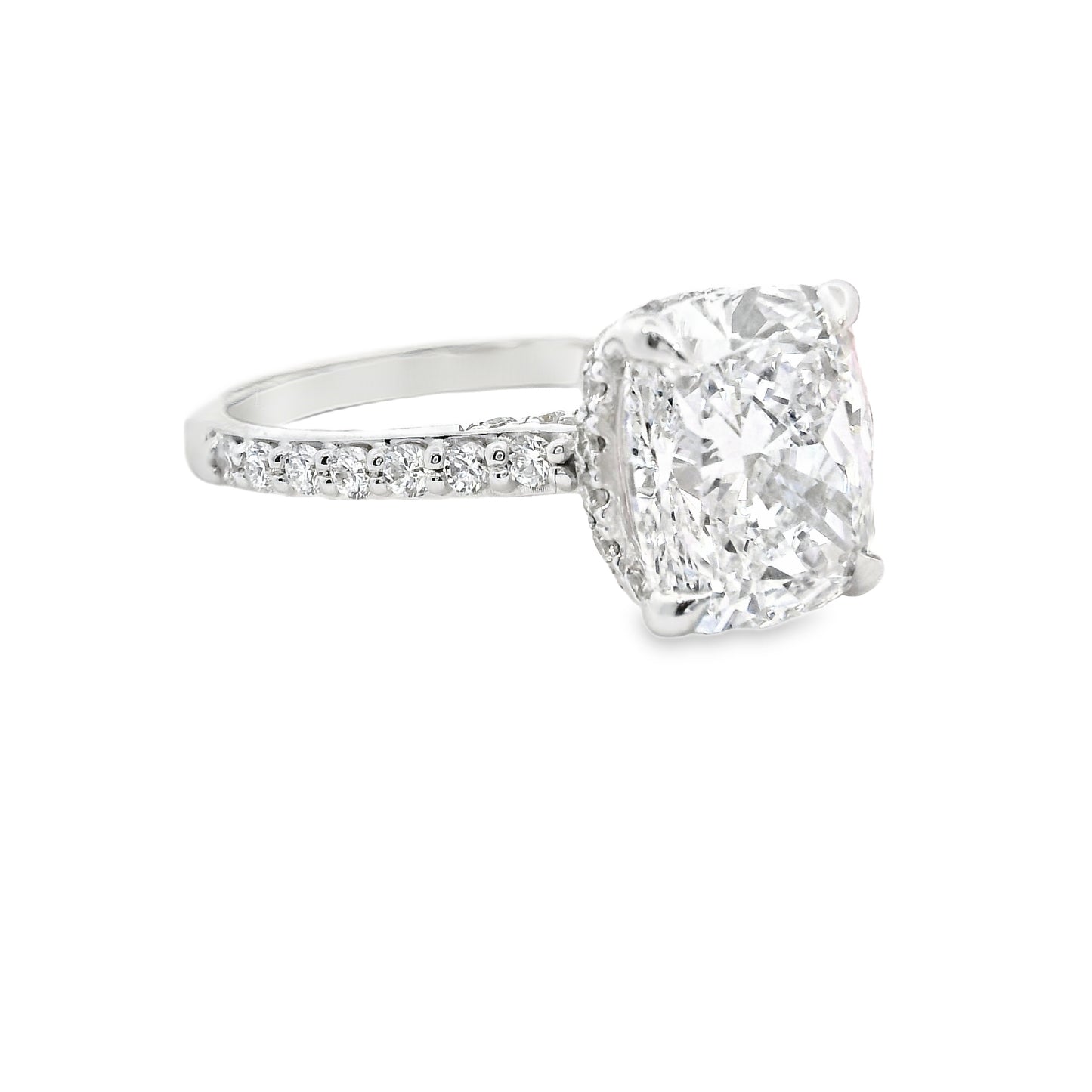 14K White Gold Lab Diamond Round Cushion Cut Multi Stone Ring