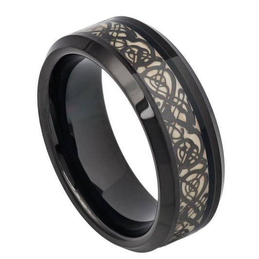 Tungsten Carbide Celtic Black Ring  8mm