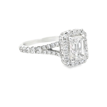 14K White Gold Multi Stone Emerald Cut Lab Diamond Ring