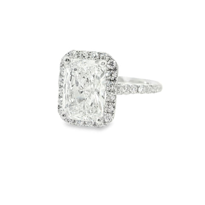 14K Emerald Radiant Cut Lab Diamond VS CTTW 3.82