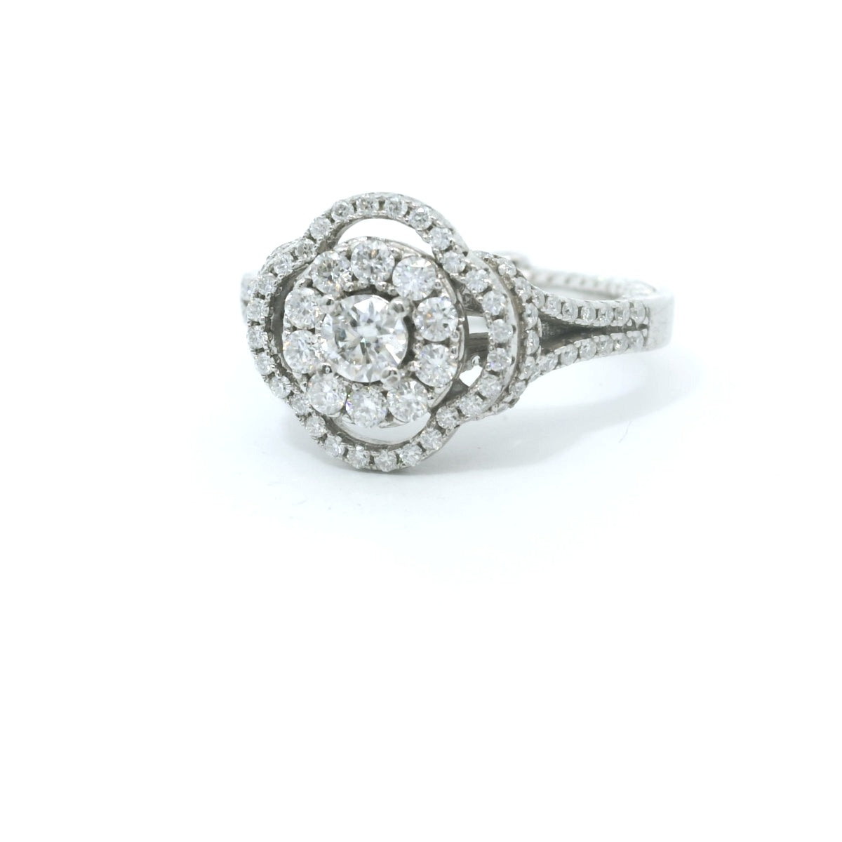 Sterling Silver with Round Brilliant Clover Moissanite Ring 1.82 CTW image 2