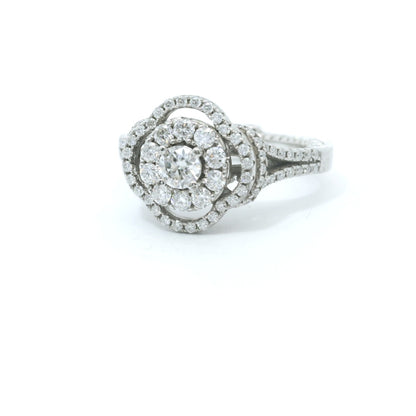 Sterling Silver with Round Brilliant Clover Moissanite Ring 1.82 CTW image 2