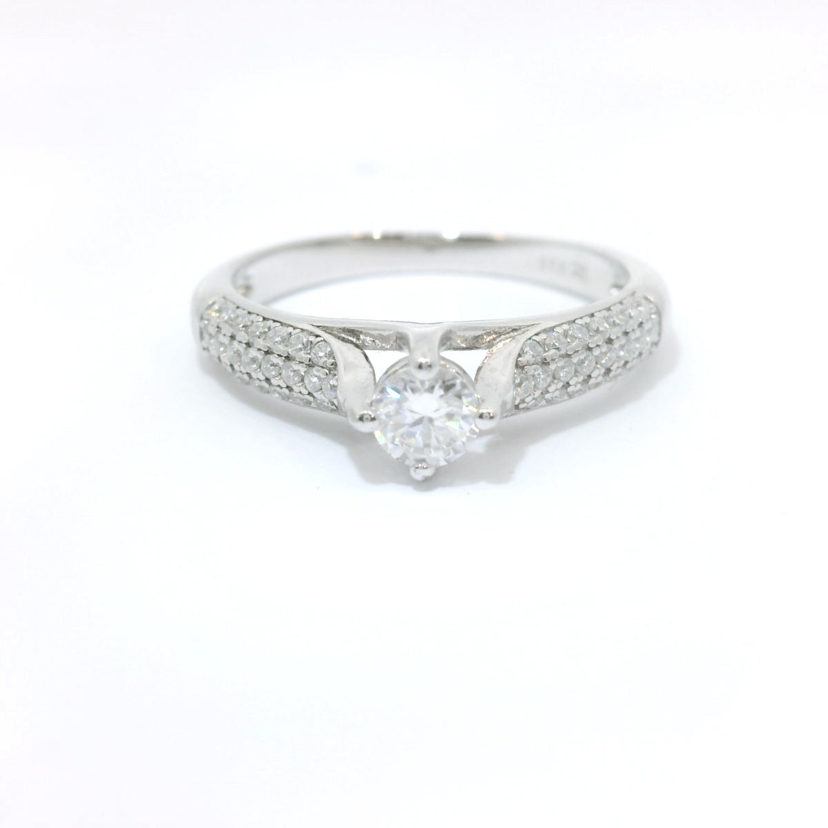 Sterling Silver Promise Ring with Round Brilliant Moissanite CTW 0.44 image 0