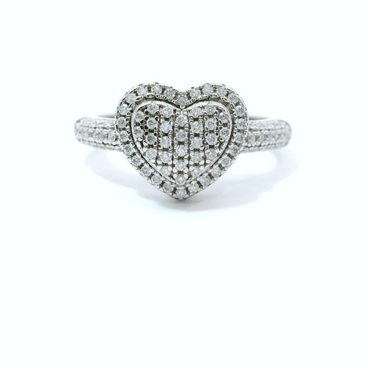Sterling Silver with Heart Moissanite Ring CTW 1.20 image 0