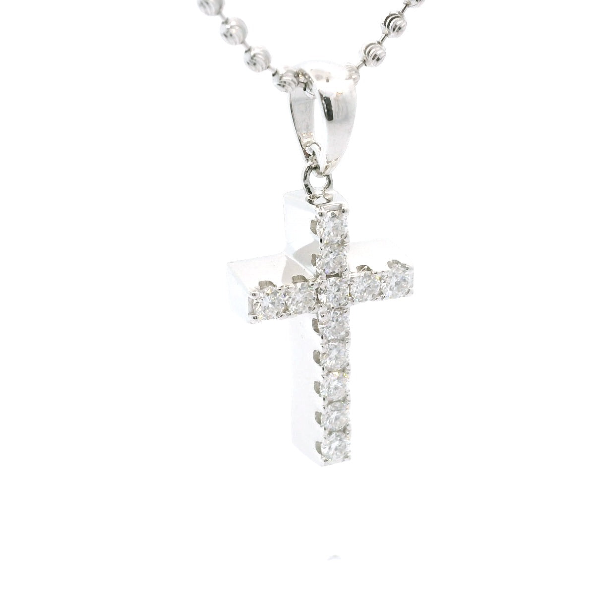 Sterling Silver Mooncuts neckalce with moissanite cross pendent image 1