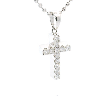 Sterling Silver Mooncuts neckalce with moissanite cross pendent image 1
