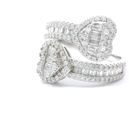Sterling Silver with Heart Dual Moissanite Ring CTW 1.57 image 1