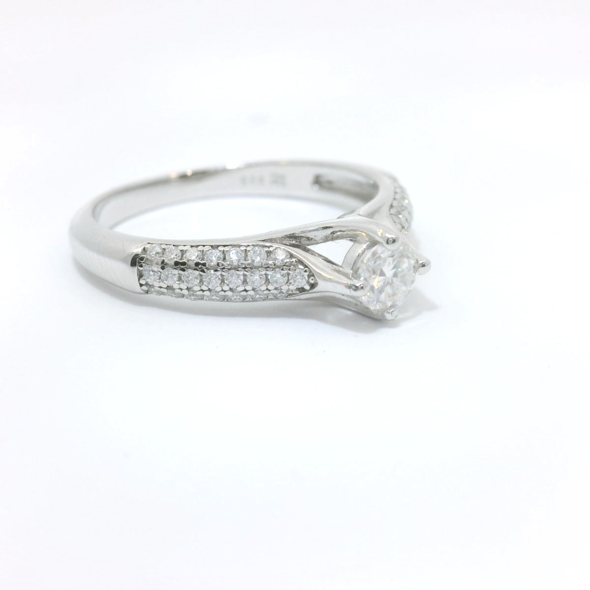 Sterling Silver Promise Ring with Round Brilliant Moissanite CTW 0.44 image 2