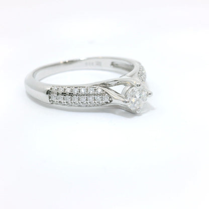 Sterling Silver Promise Ring with Round Brilliant Moissanite CTW 0.44 image 2