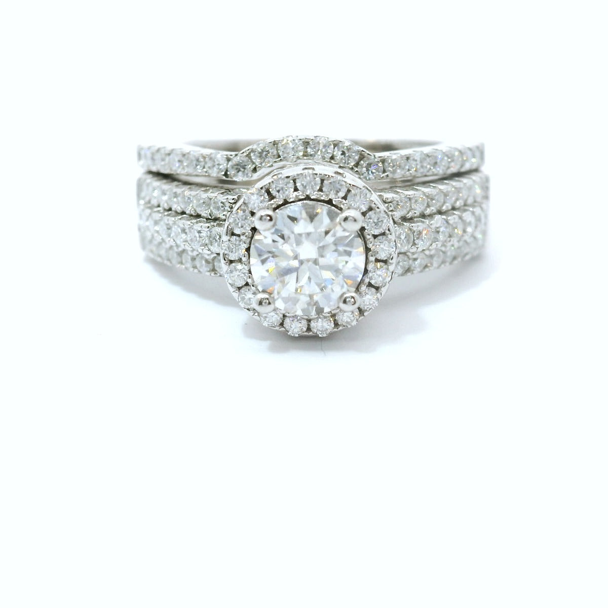 Sterling Silver with Round Brilliant Moissanite Engagement Set image 0