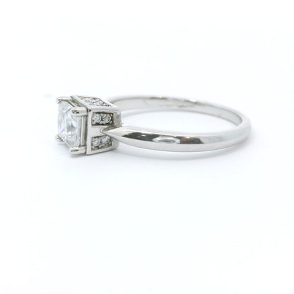 Sterling Silver with Princess Cut Moissanite Promise Ring CTW 0.79 image 2