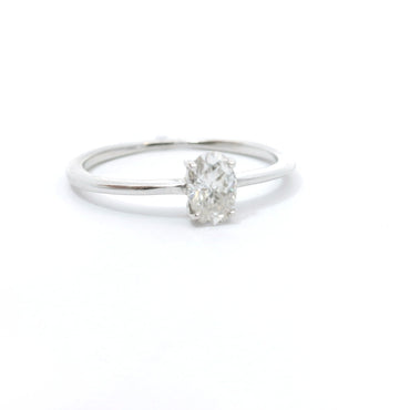 Sterling Silver with Oval Moissanite Promise Ring CTW 0.50 image 1