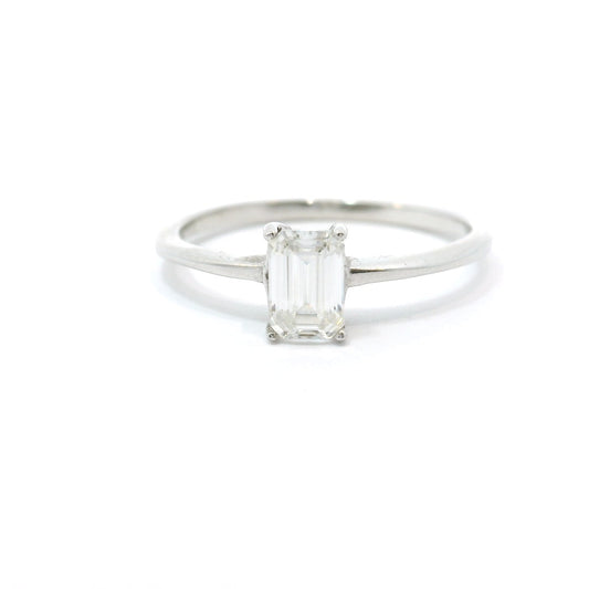 Sterling Silver with Emerald Solitaire Moissanite CTW 1.00 image 0