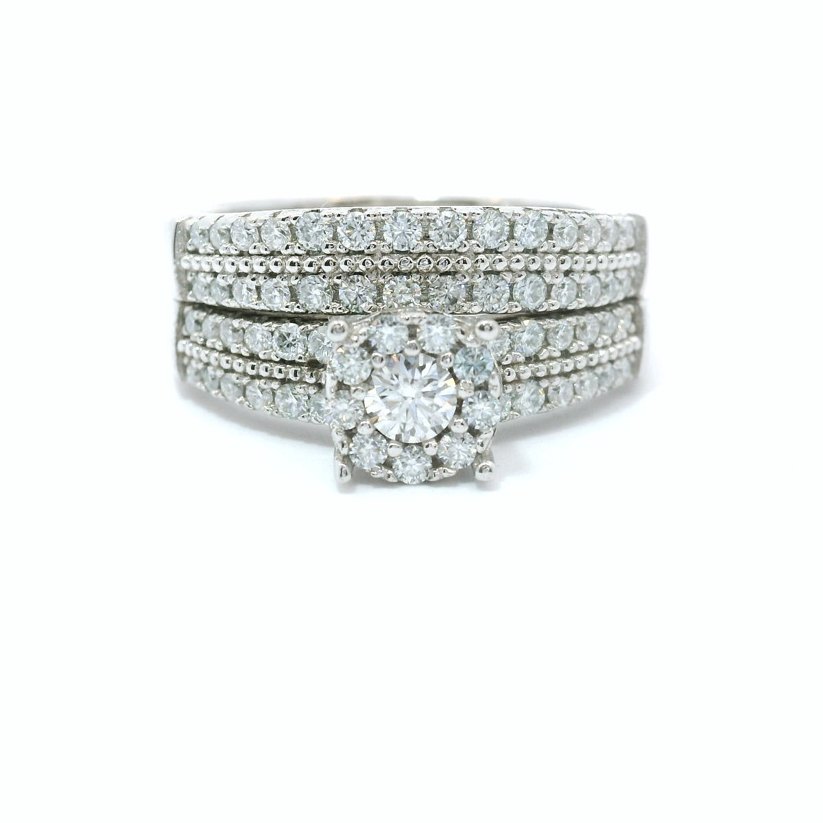 Sterling Silver with Round Brilliant Moissanite Wedding Set CTW 0.85 image 1